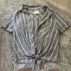 Grey & White Striped Shirt